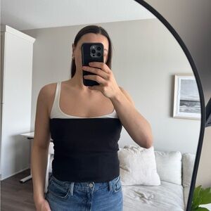 Anthropologie Black and White Layered Bandeau Tank